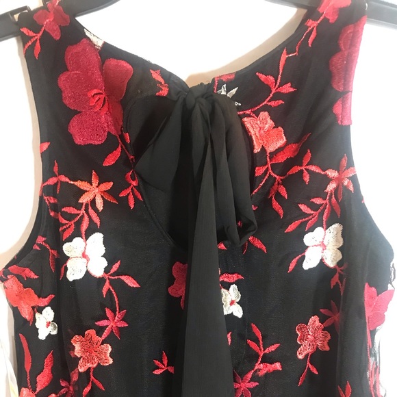 ECI sleeveless embroid. tulle sheath swing dress M - Picture 2 of 8